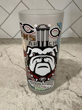 University of Georgia Bulldog Frosted Tall Glass - Red, Black, White